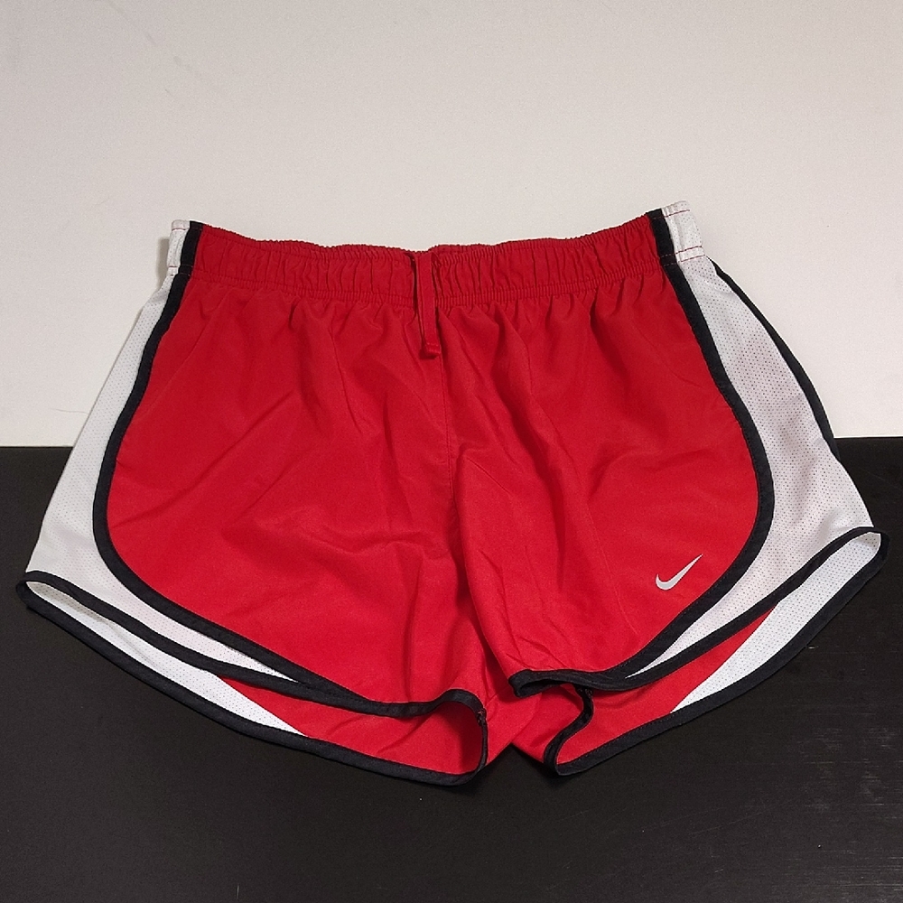 Nike Women's Red and White Athletic Shorts Dri-Fit Size M